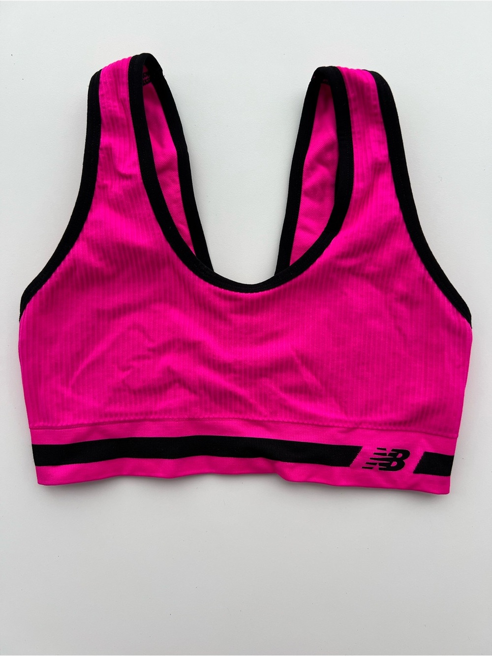 New Balance Hot Pink and Black Racerback Sports Bra